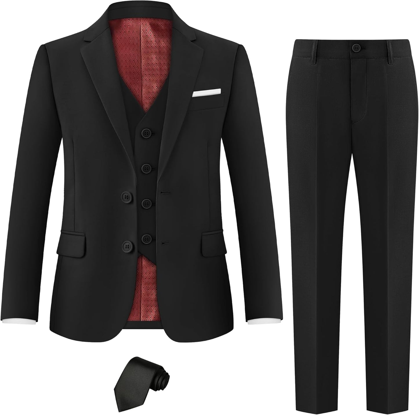 Boys Formal Suits Set with Adjustable Waist and Suspenders