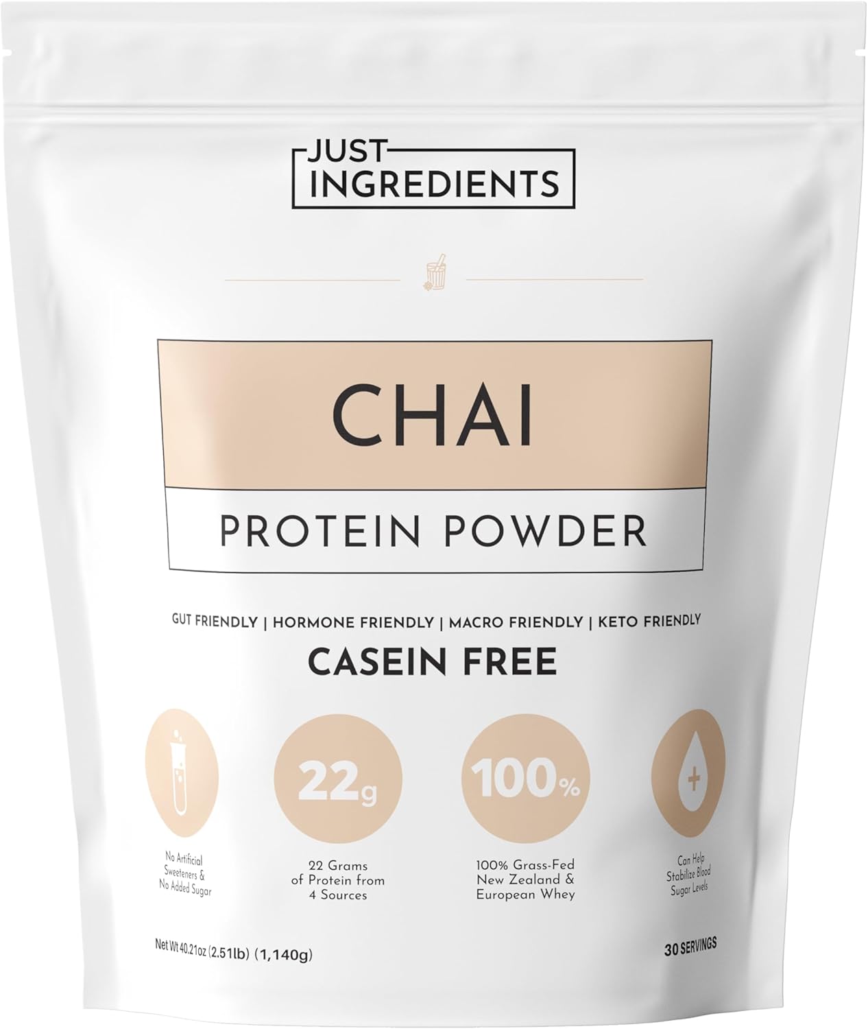 Chai Protein Powder with Grass-Fed Whey & Organic Plant Proteins