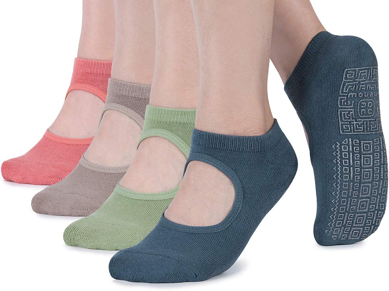 Non Slip Yoga Socks for Women - Grip & Cushion