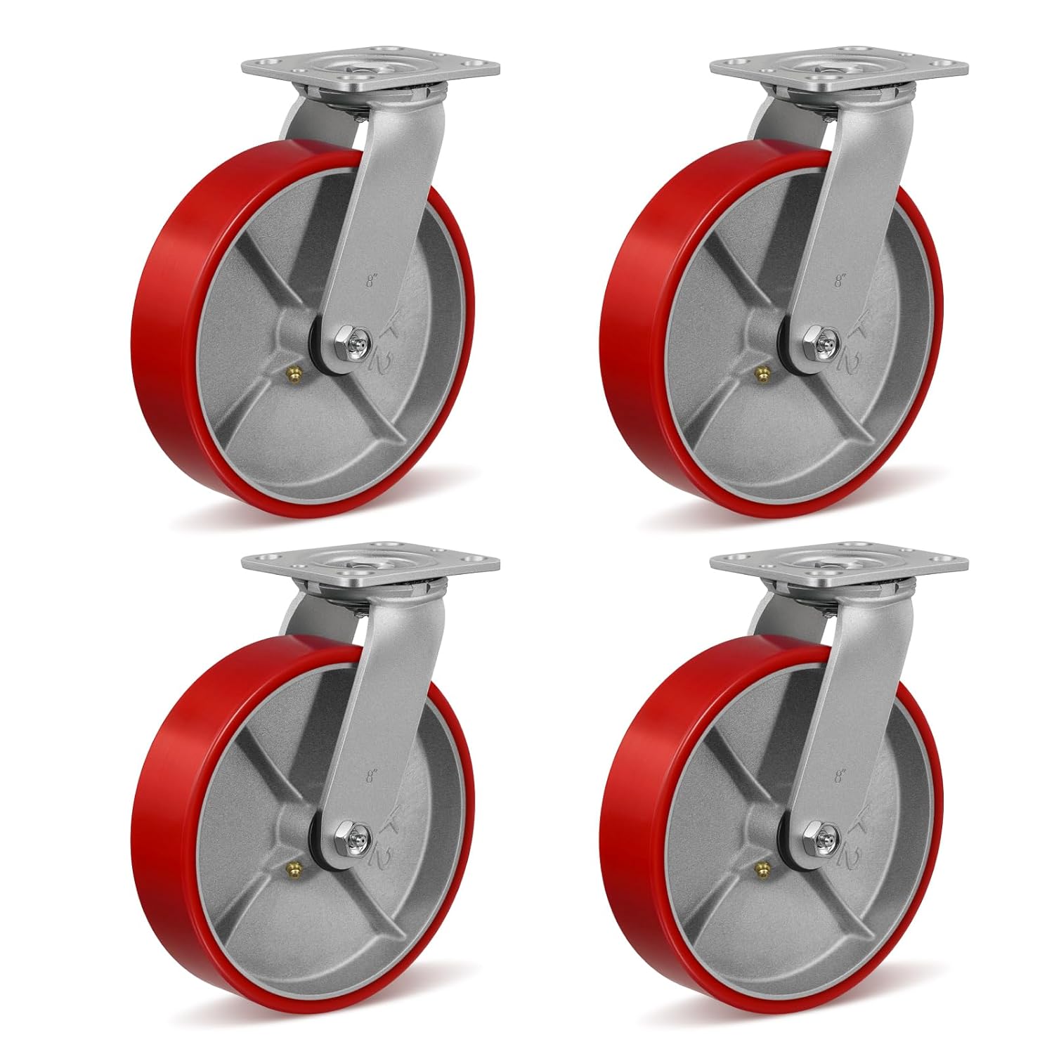 8 in Heavy Duty Industrial Casters with Polyurethane Wheels