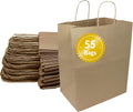 Large Kraft Paper Bags with Handles - 55 Pcs for Shopping