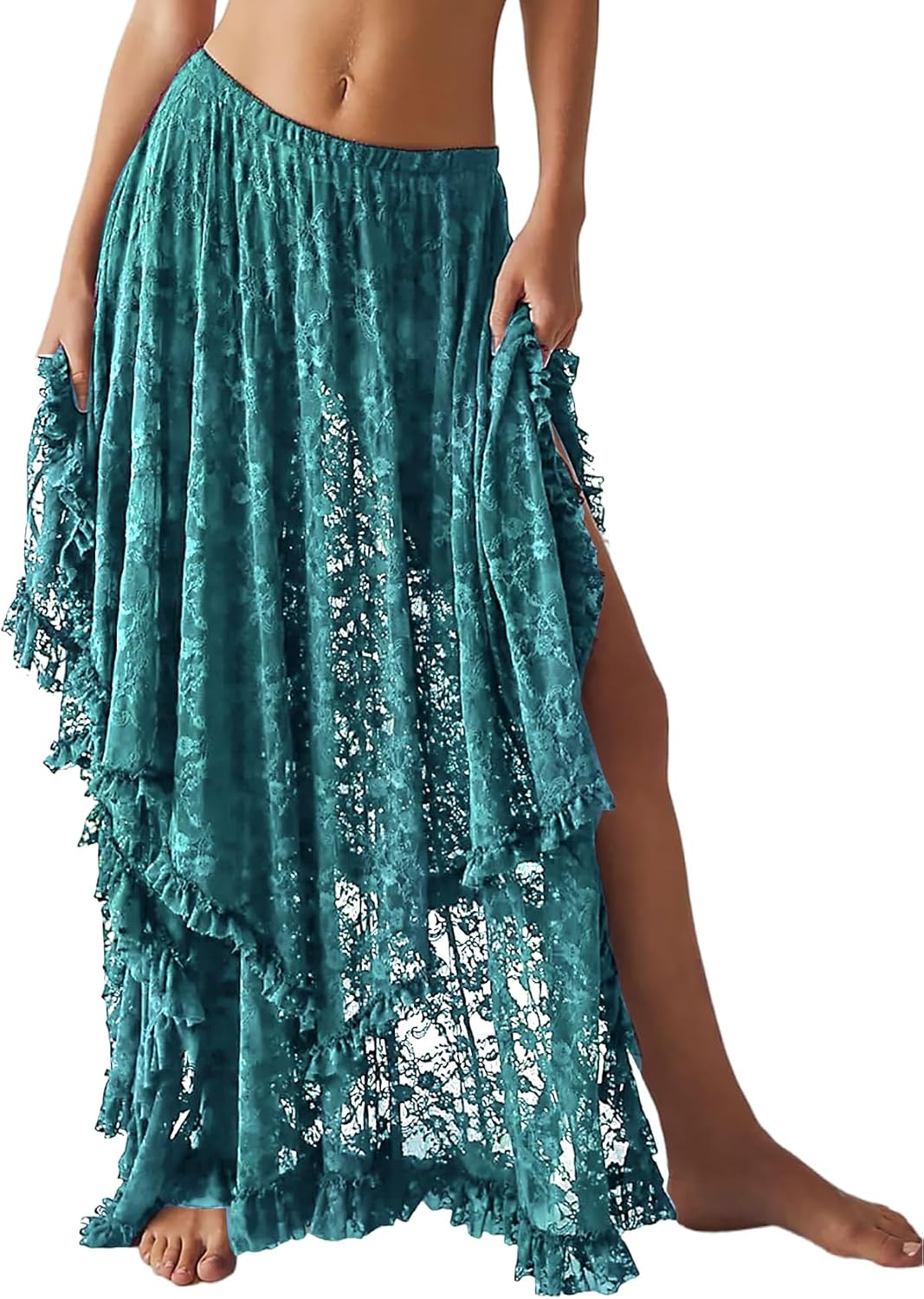 Yimoon Women's Floral Lace Long Skirts for Summer Elegance
