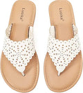 Luoika Women's Wide Width Flat Slides Sandals - Comfortable Summer
