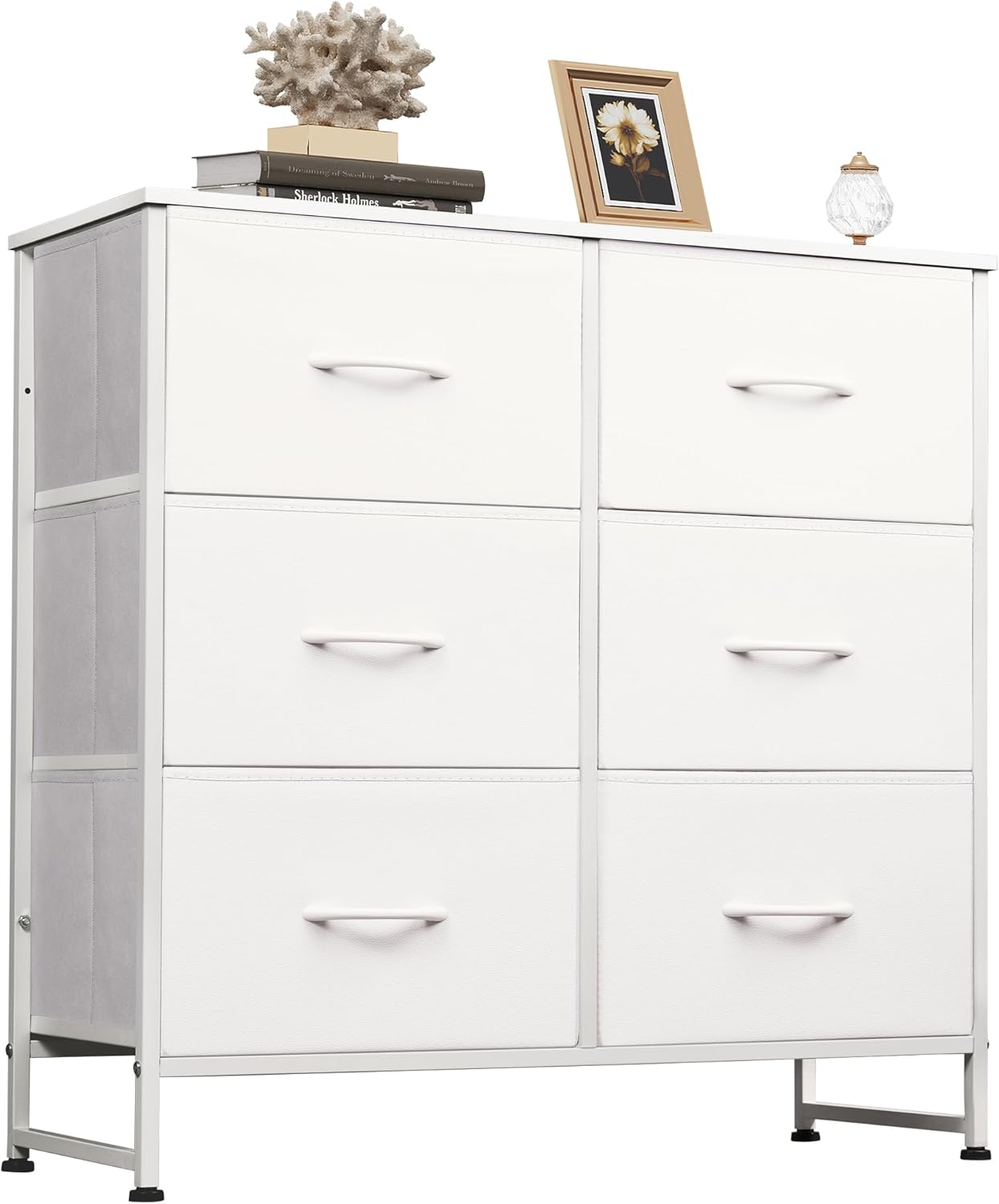 WLIVE White Dresser for Bedroom with 6 Drawers and Storage