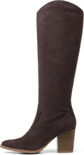 Knee High Pointed Toe Suede Boots - Chunky Heel Tall Slouchy Style