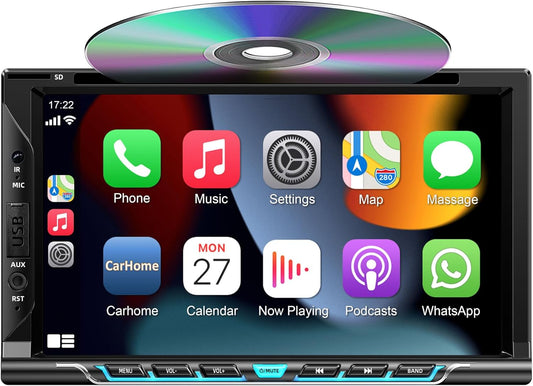 Double Din Car Radio with CD/DVD Player and 7-inch Touch Screen