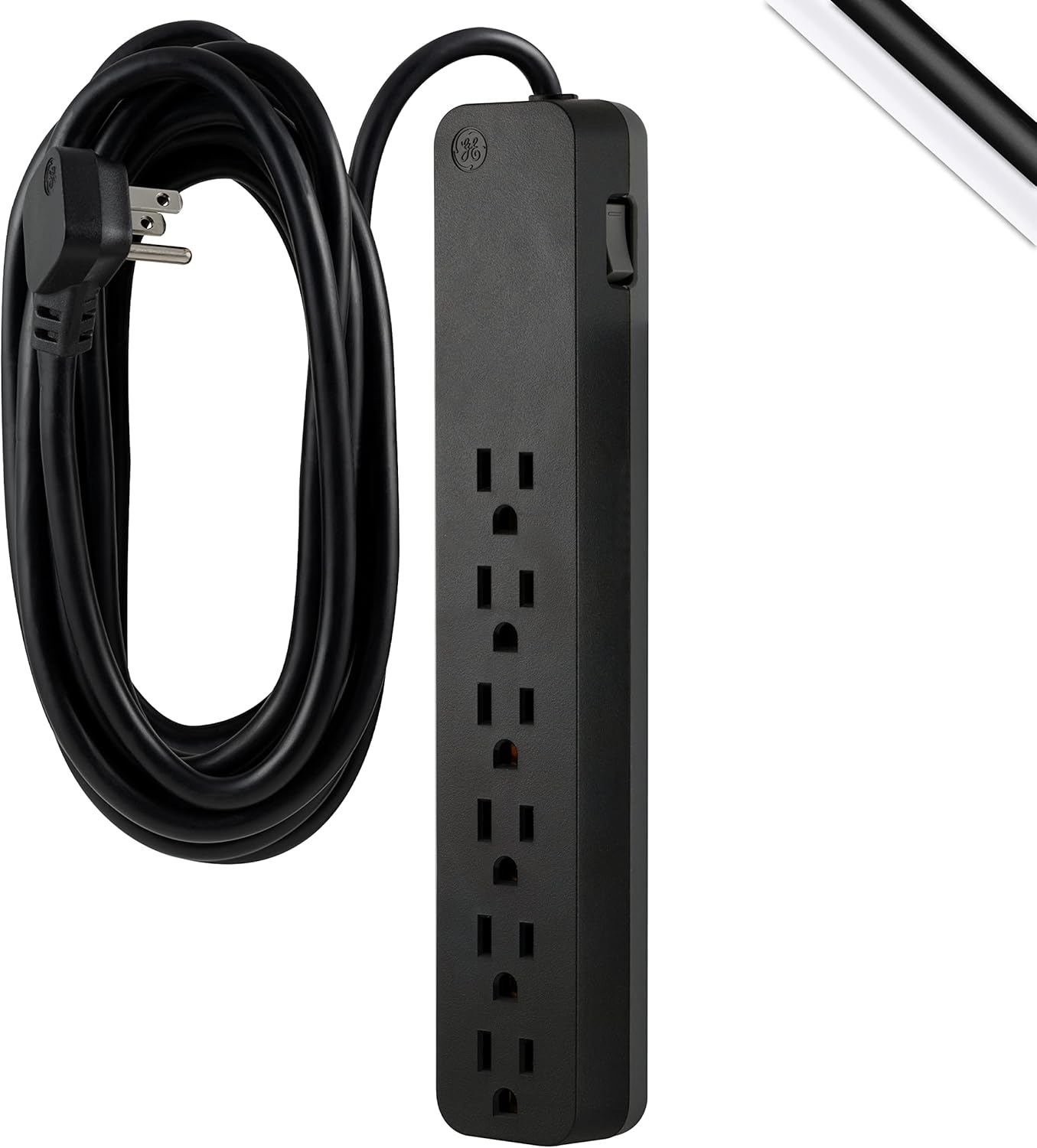 GE 6-Outlet Surge Protector, 20ft Extension Cord, 840 Joules, Black