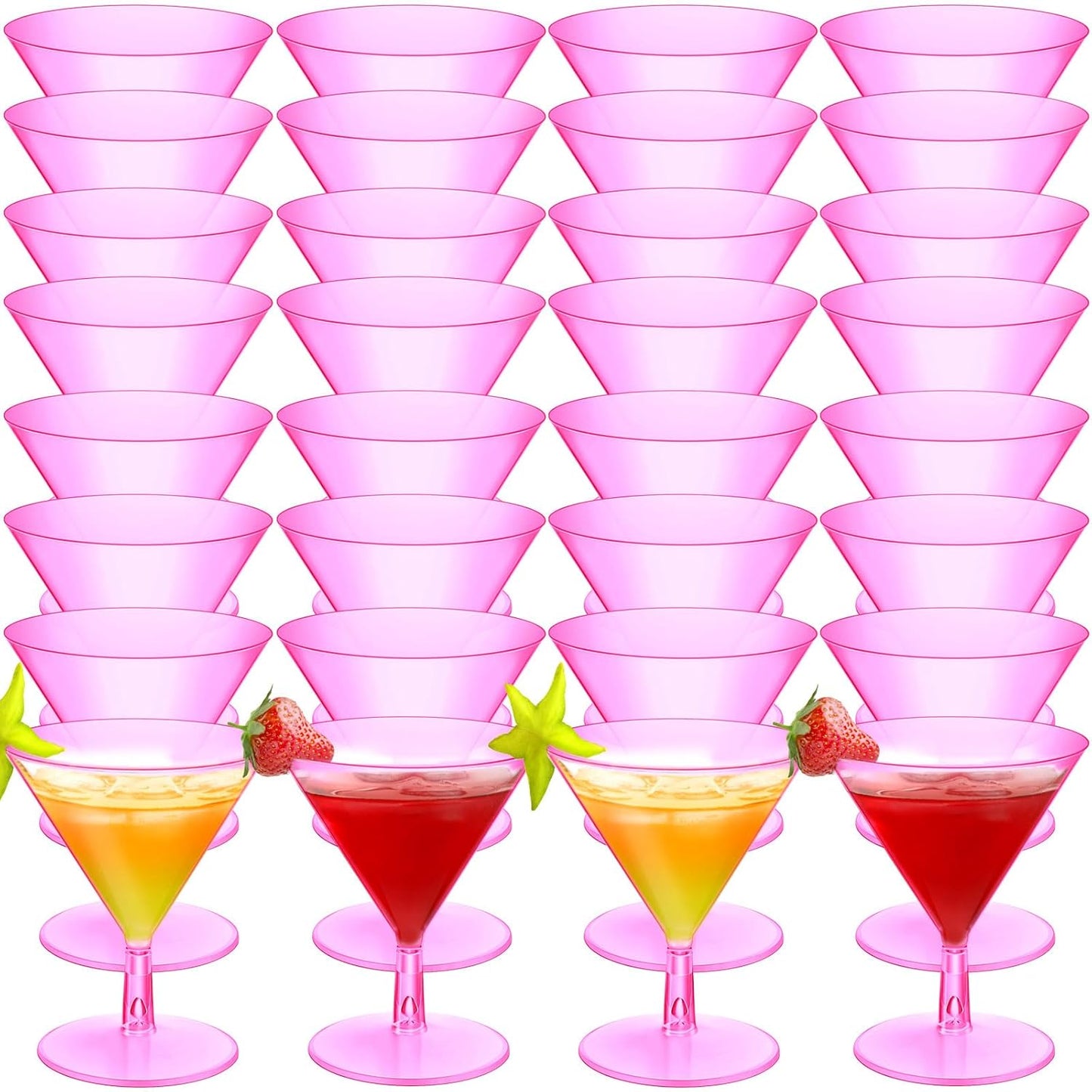 Elegant 100 Pcs Plastic Martini Glasses for Parties and Events