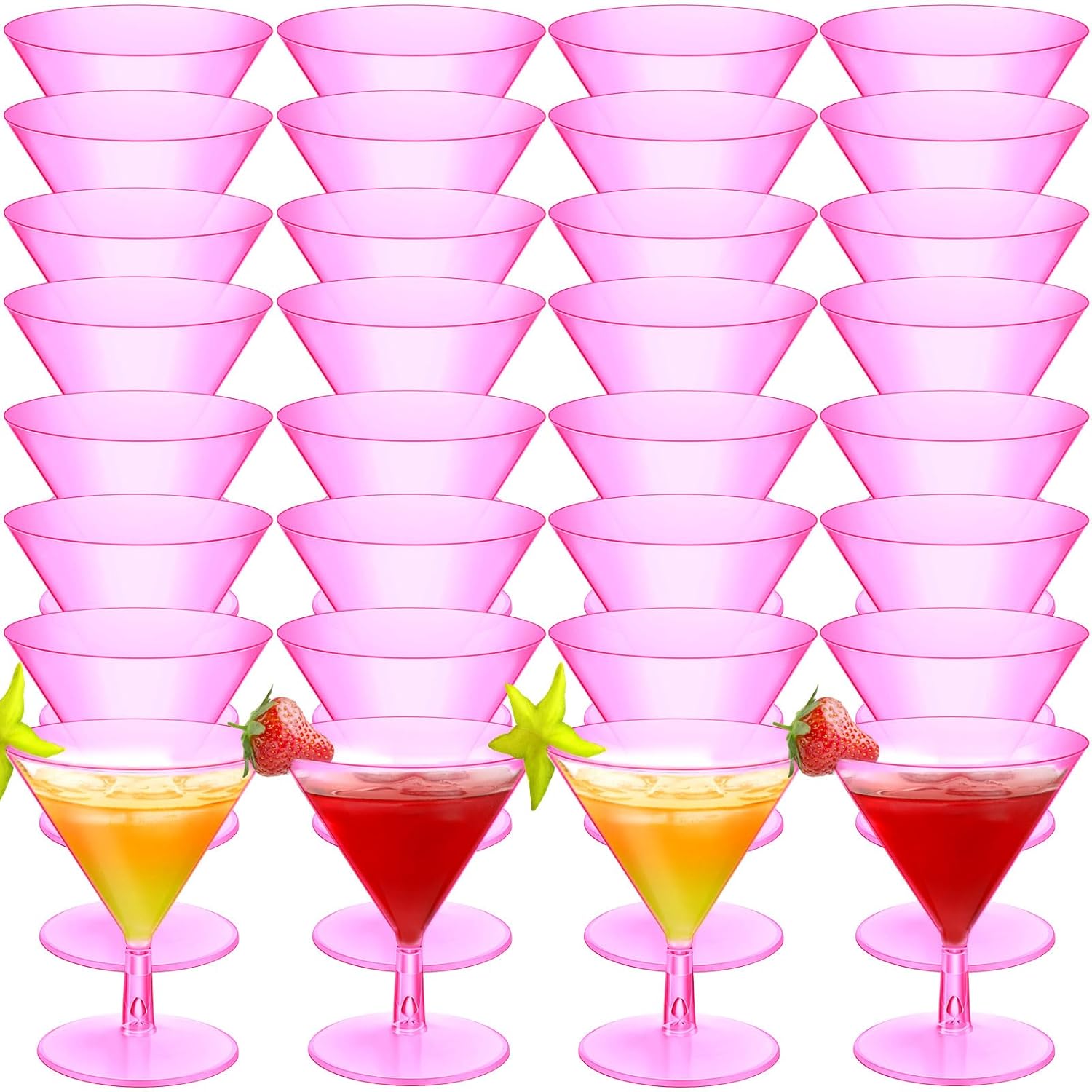 Elegant 100 Pcs Plastic Martini Glasses for Parties and Events