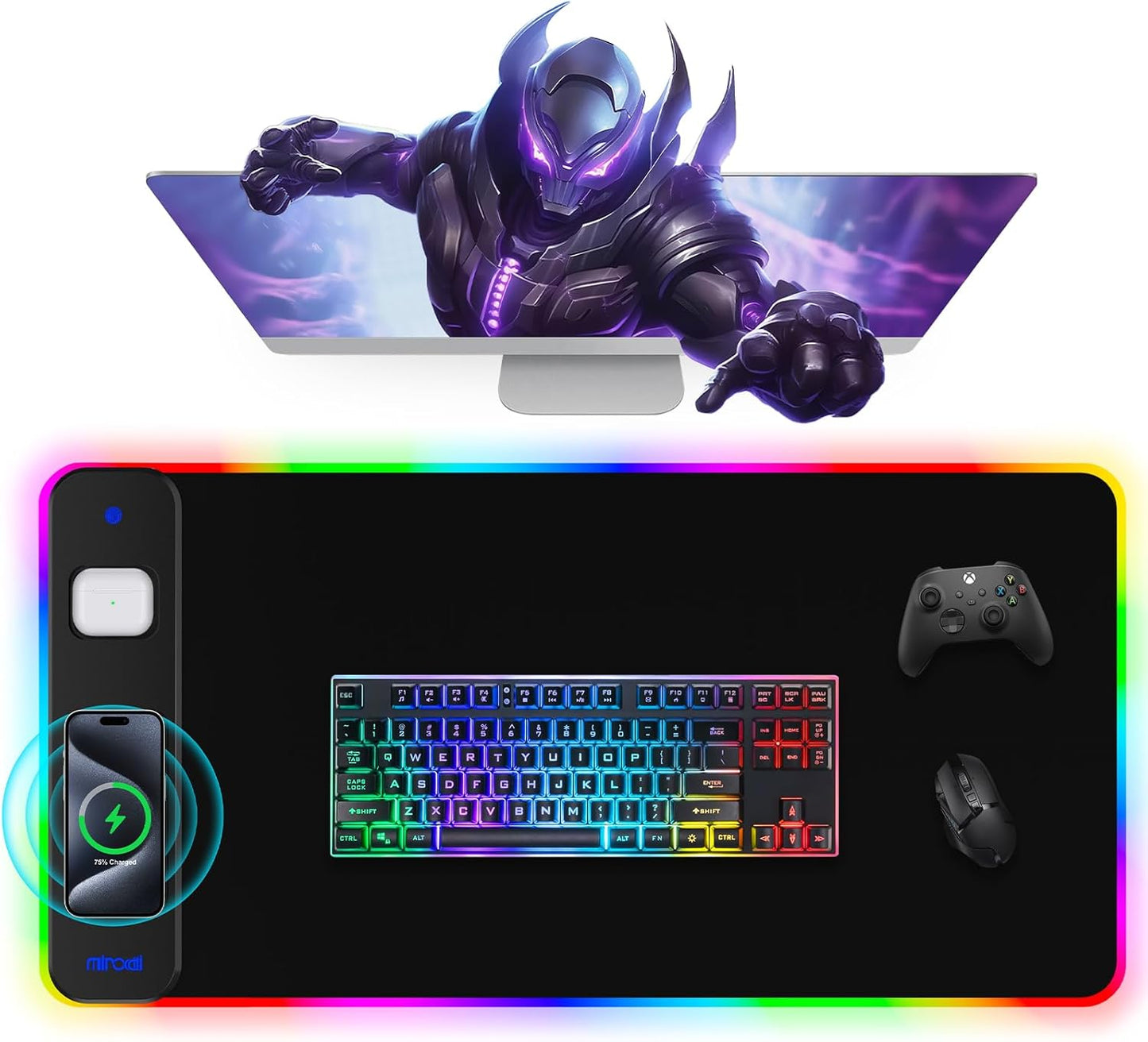 Magnetic RGB Gaming Mouse Pad with Fast Wireless Charging