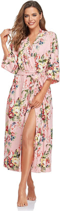 Women's Soft Robes Full Length Kimono Sleepwear - Solid Color Comfort