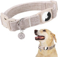 DOGWONG Natural Fabric Airtag Dog Collar