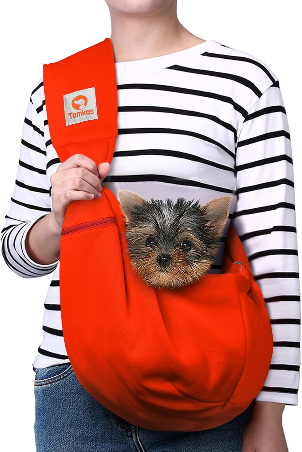 Tomkas Small Dog Sling Carrier for Pets 3-10 lbs - Red