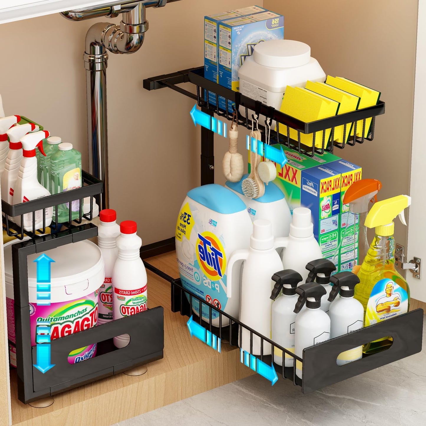 ADBIU Under Sink Organizer for Bathroom and Kitchen Storage