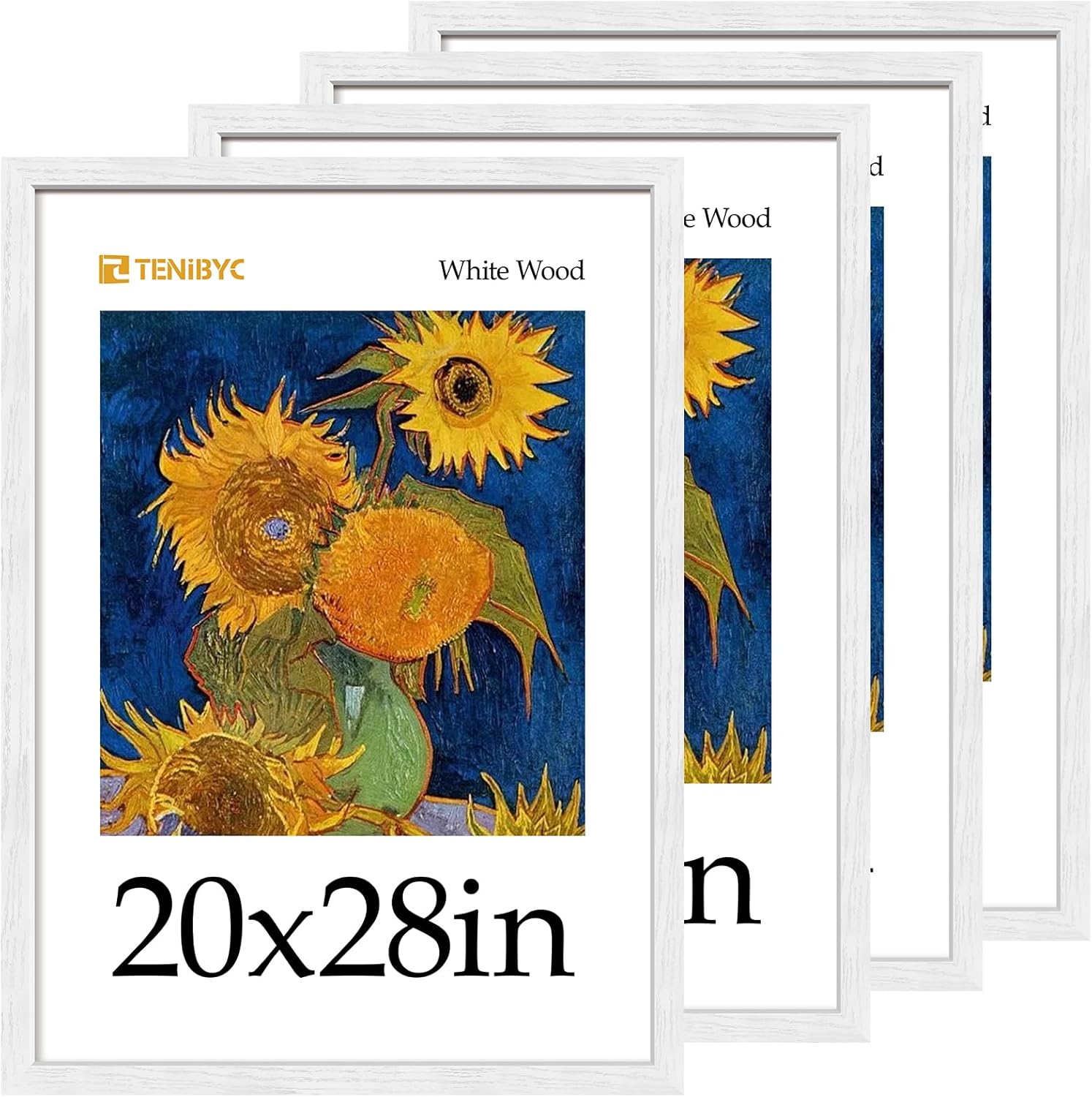 20x28 Picture Frame 4 Pack - White Solid Wood for Display