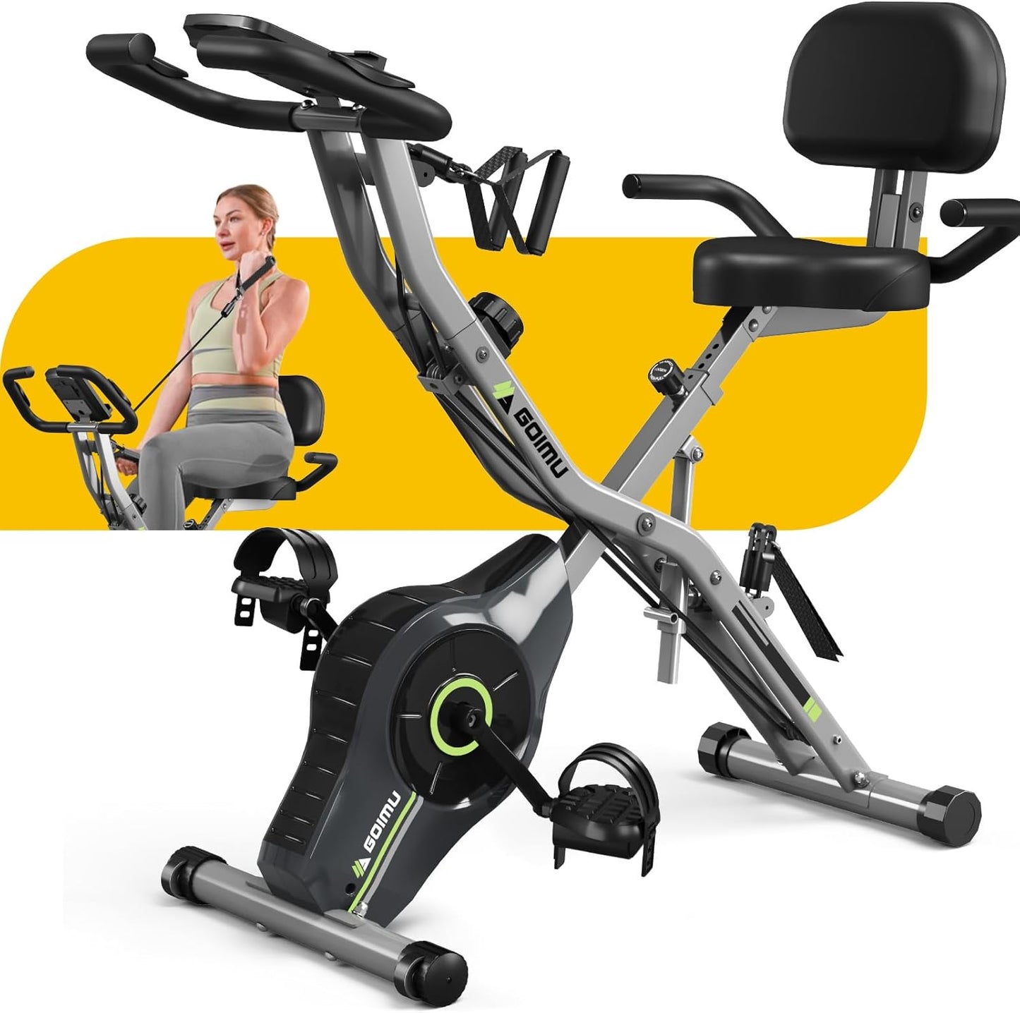 5 in 1 Foldable Stationary Exercise Bike for Seniors & Fitness