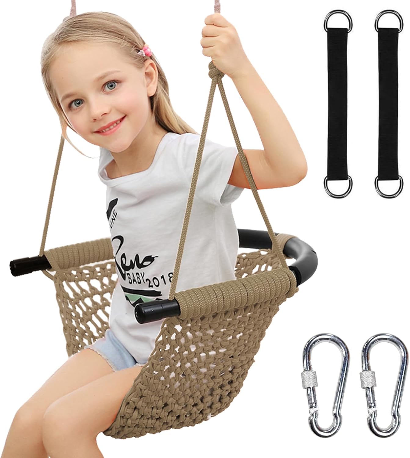 Kids Tree Swing Seat with Backrest for Indoor and Outdoor Fun