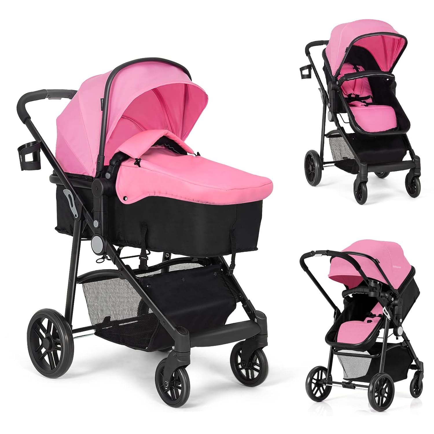 2 in 1 Convertible Baby Stroller with Foot Cover and Storage
