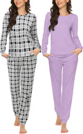 2 Pack Pajama Sets for Women Long Sleeve Top and Jogger Pants - Cozy