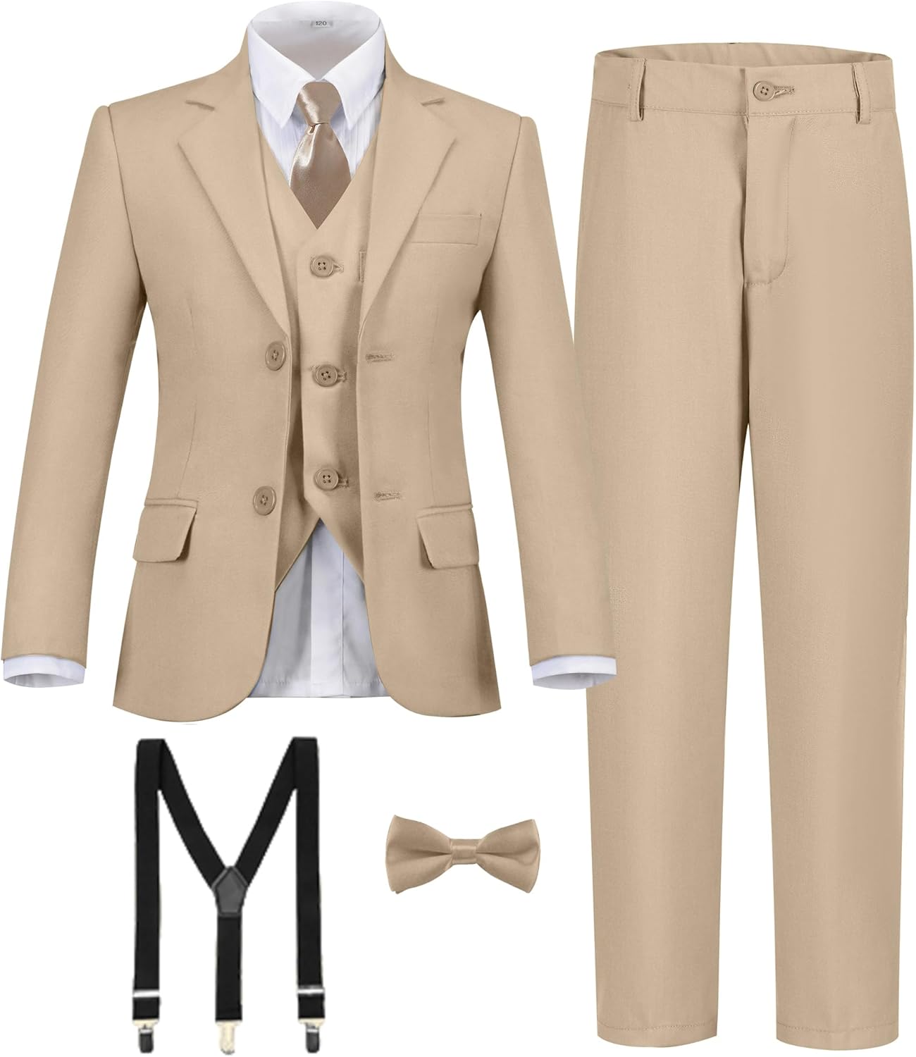 Boy's Formal Suit 7 Piece Slim Fit Tuxedo for Kids and Teens