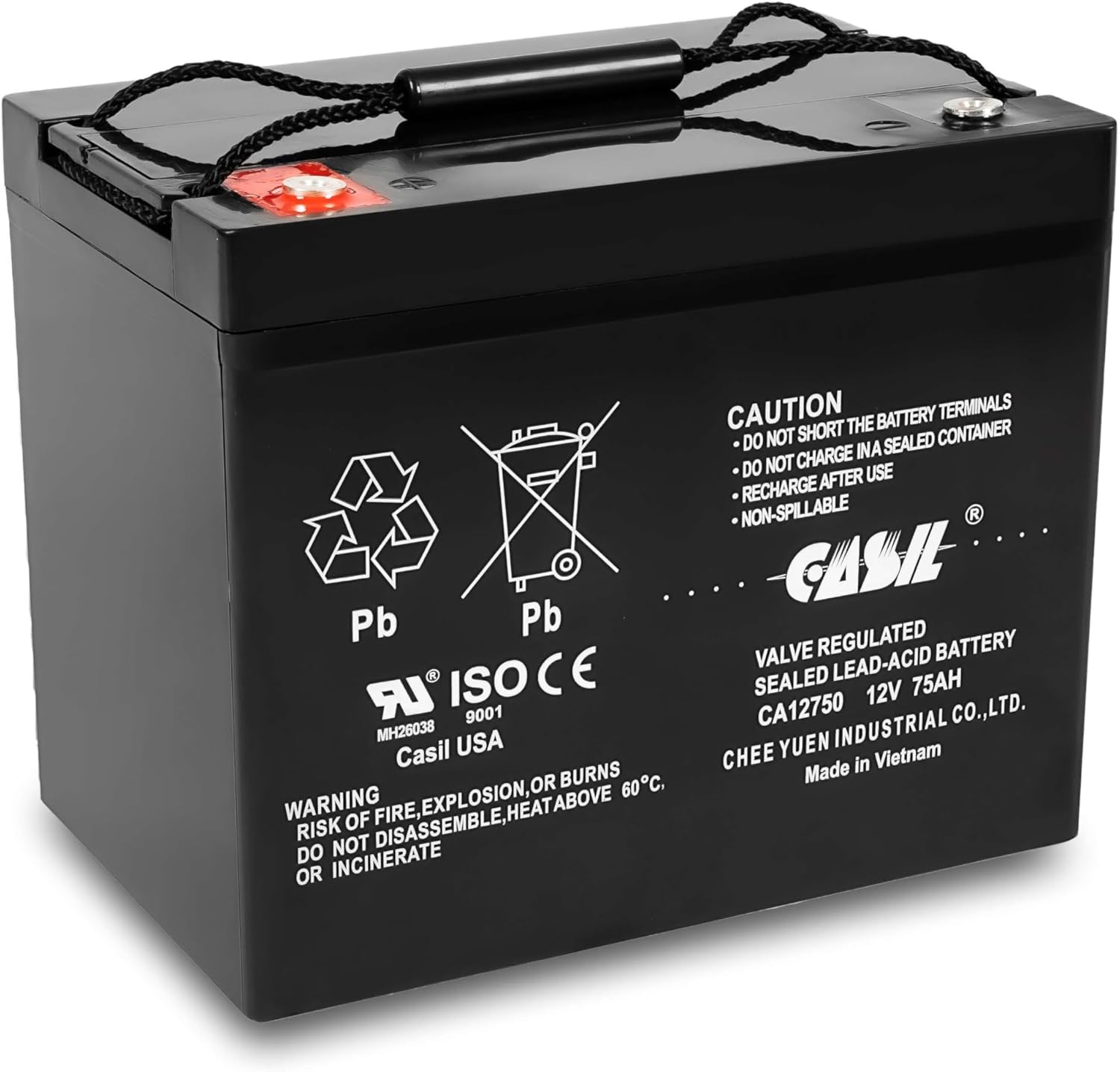 Casil 12V 75AH Deep Cycle Battery for Sump Pumps and More