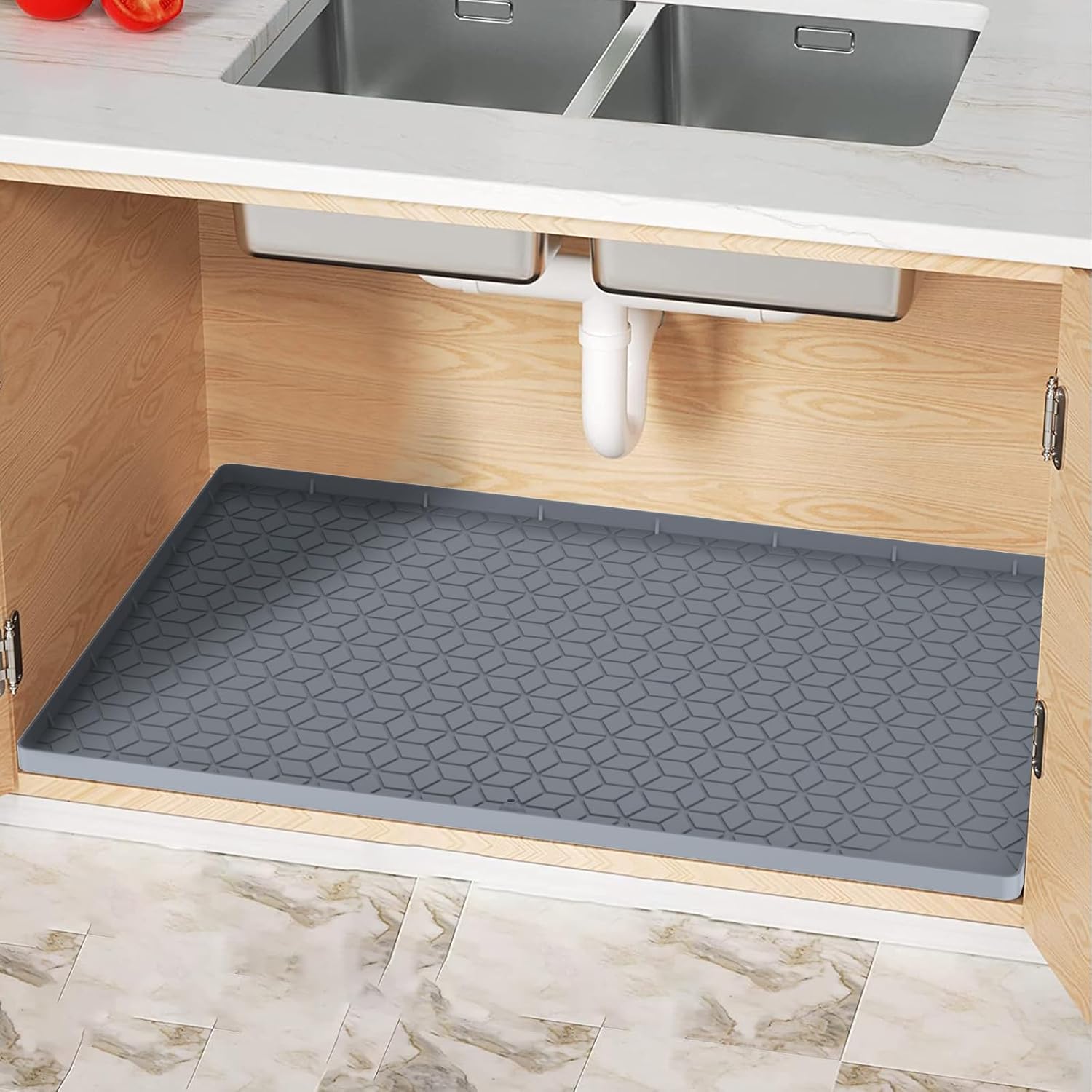 Under Sink Mat for Kitchen, Silicone Waterproof Liner Organizer