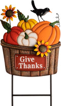 Pumpkin Fall Garden Stake Yard Sign - Rustic Give Thanks Decor