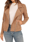 KIRUNDO Womens Faux Suede Cropped Moto Jacket - Stylish Fall Staple