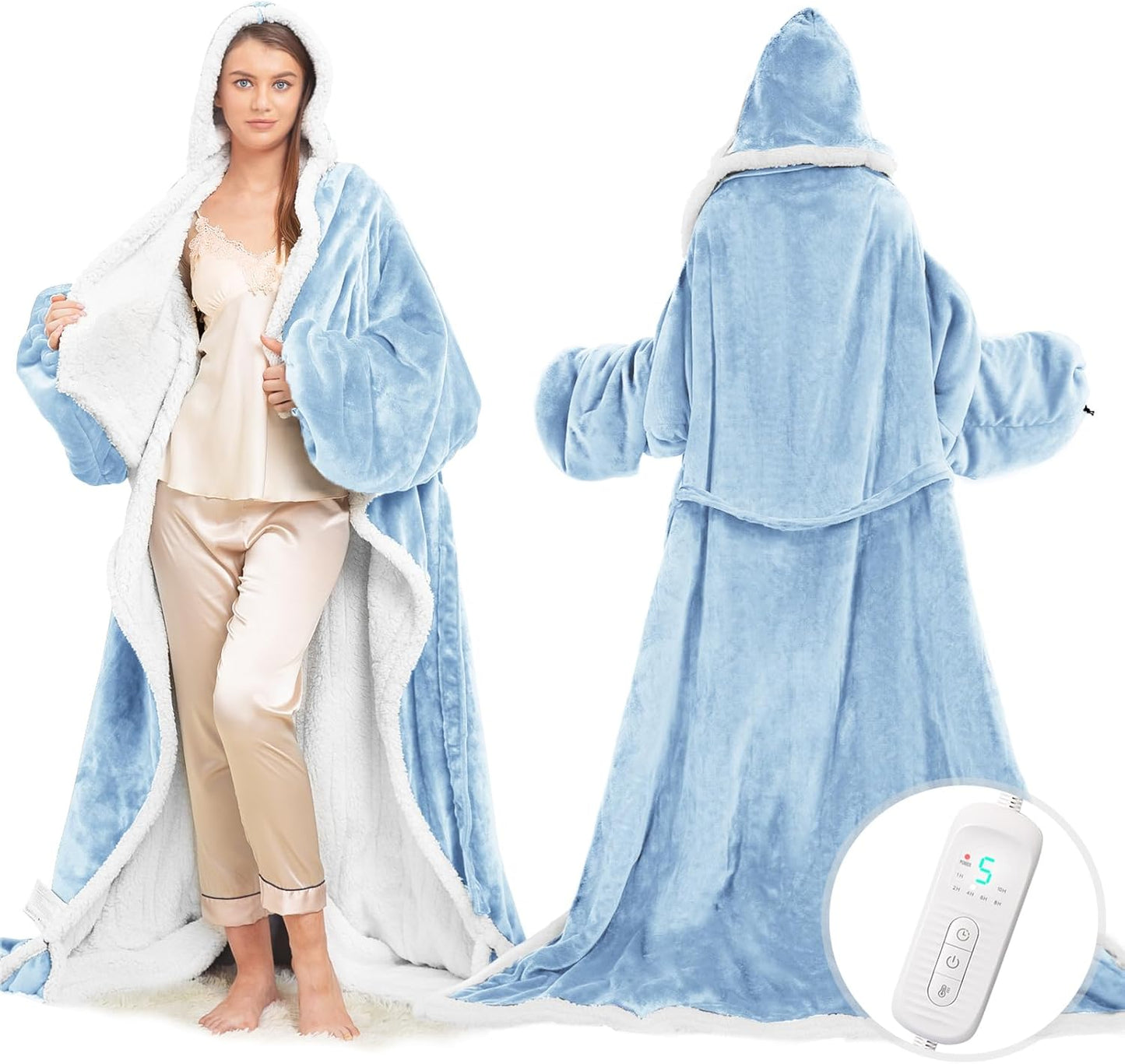 Wearable Heated Blanket with Foot Pocket for Ultimate Comfort