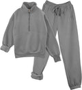 Women's Fleece Lined Joggers and Half Zip Sweatshirt Set for Comfort
