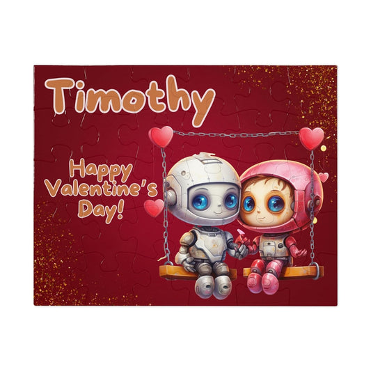 Personalized Robot Valentine Puzzle - Handmade Love & Fun!