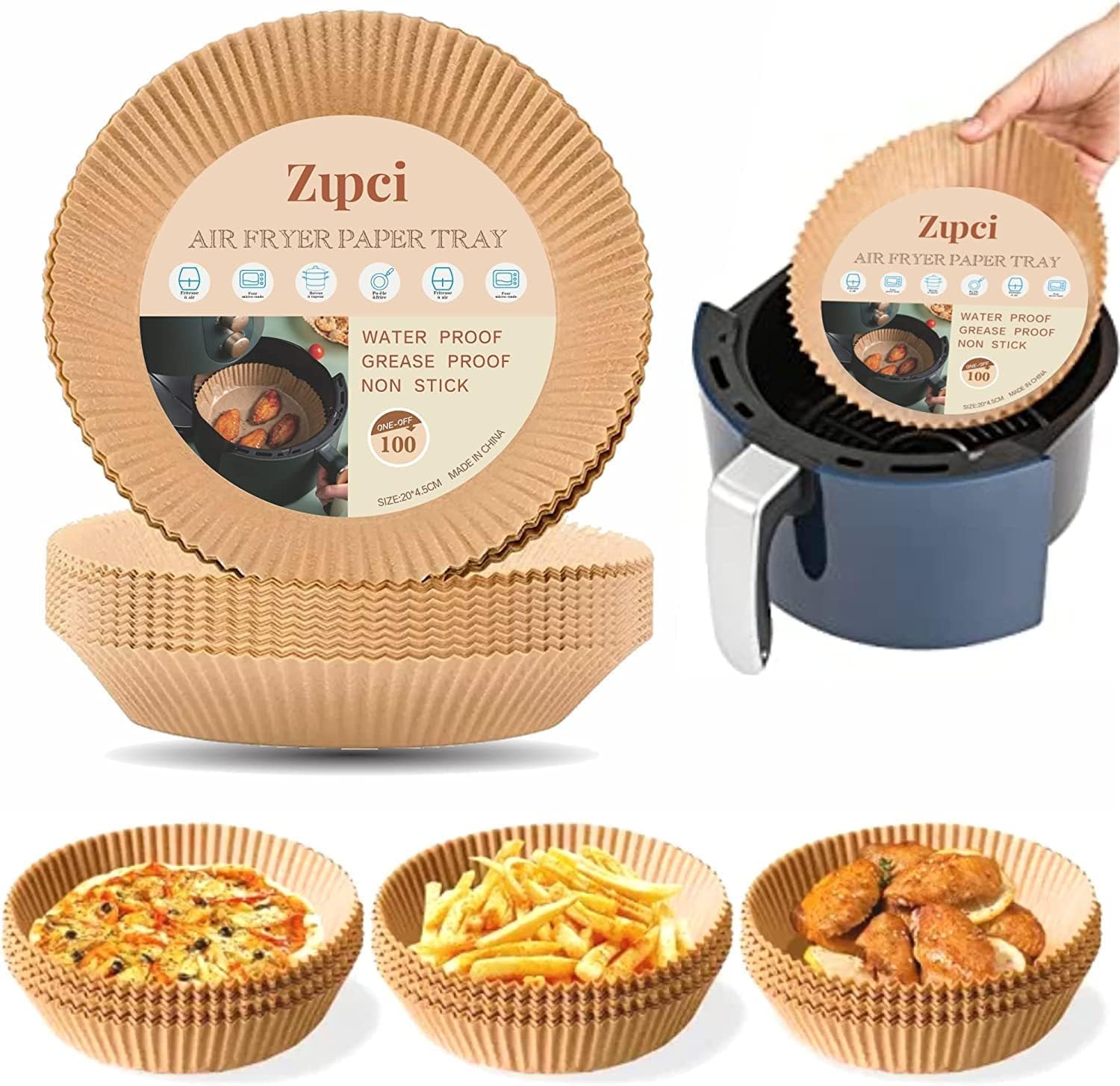 Non-Stick Air Fryer Liners - 100 Pcs 7.9 Inch - Oil-Free Cooking
