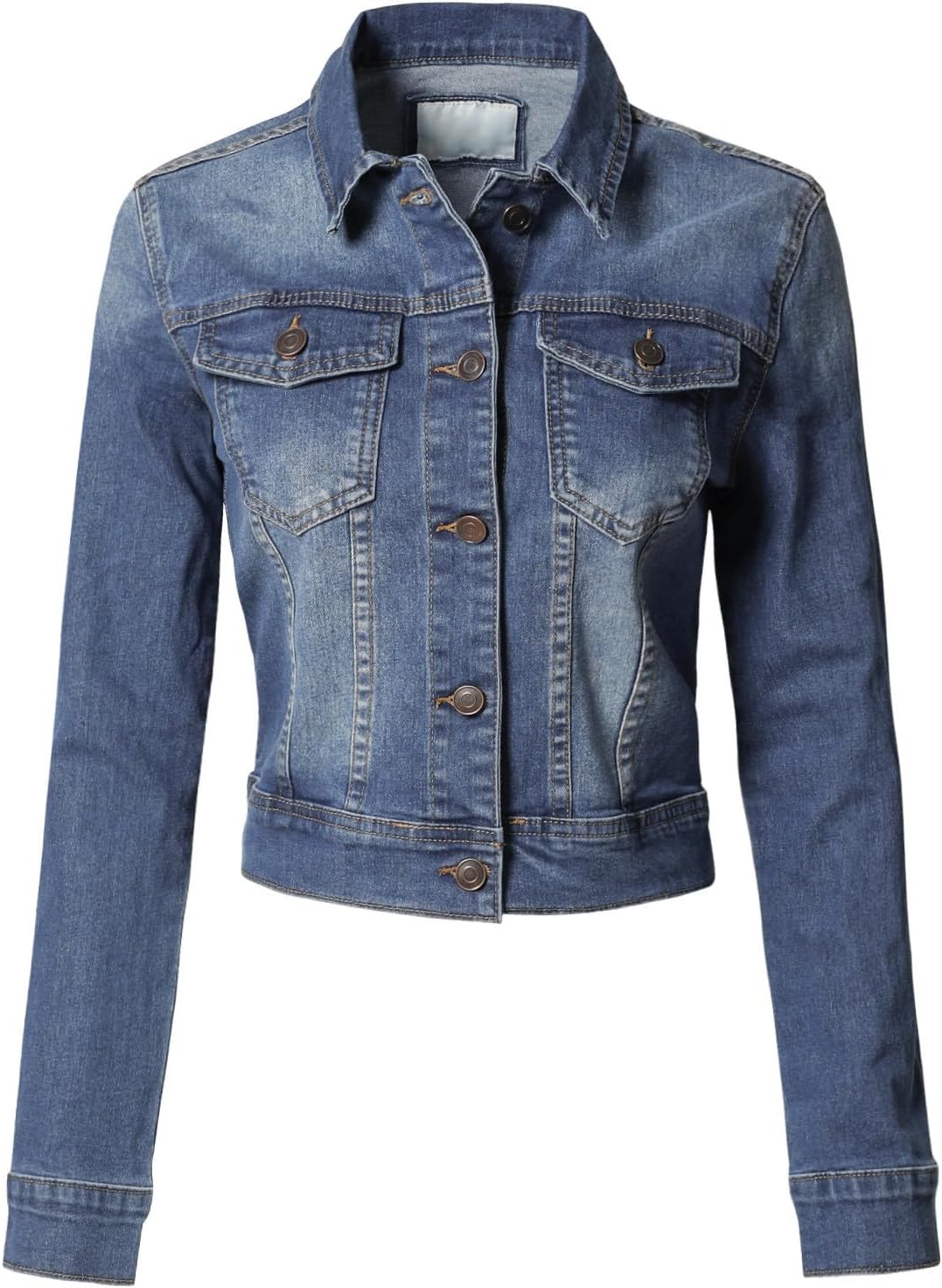 Classic Vintage Washed Long Sleeve Denim Jean Jacket for Women