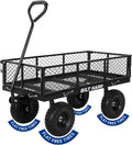 Heavy Duty Steel Garden Cart 880 lb Capacity - Flat Free Utility Wagon