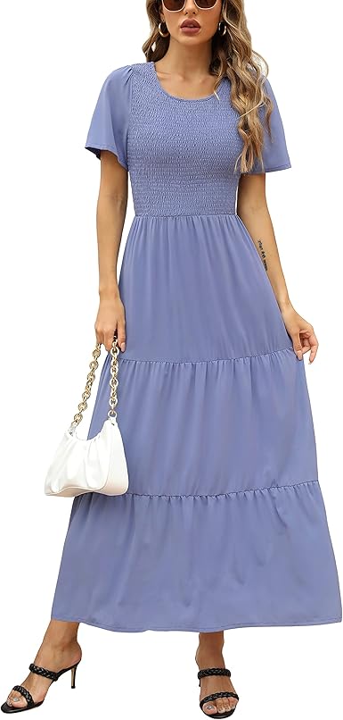 Zattcas Women Summer Floral Long Dress for Casual Boho Style