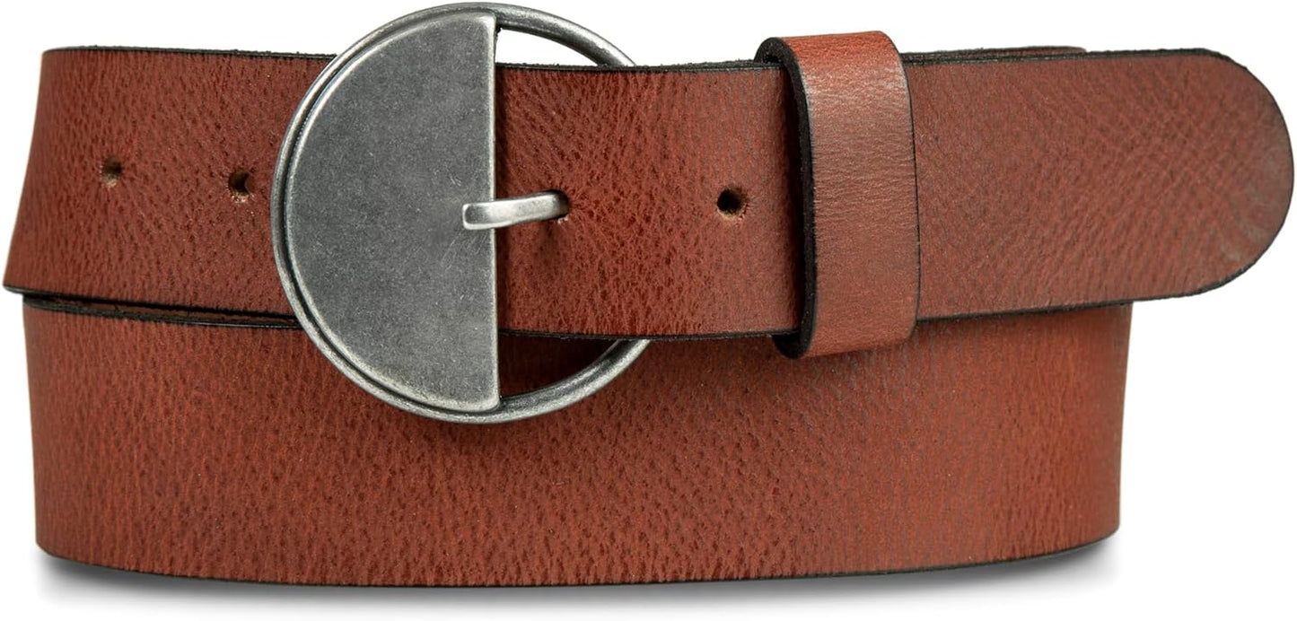 Lucky Brand Women's Fashion Leather Belt with Half Circle Buckle