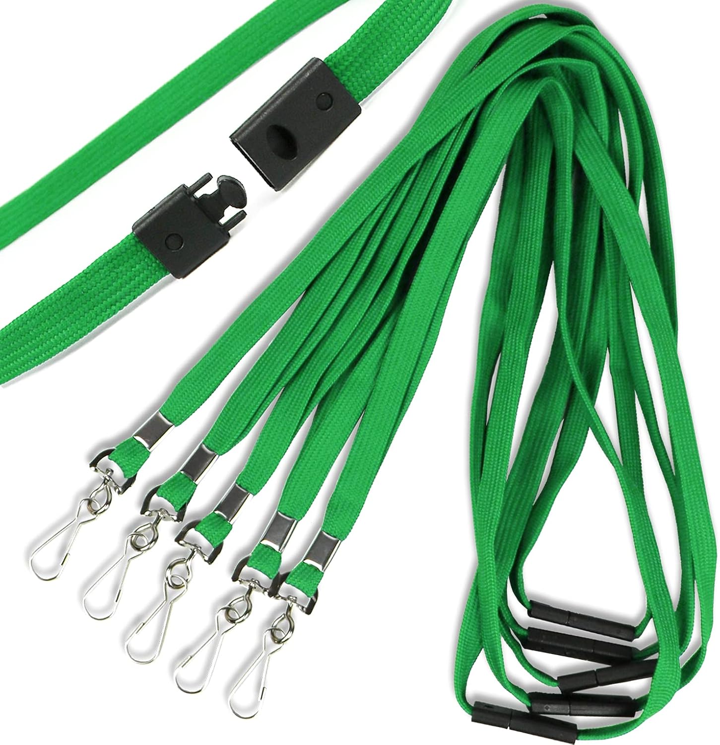 Safety Breakaway Lanyard with J-Hook for ID Badges - 100 Pack
