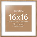 Natural Wood Frame 16x16 with Mat for 12x12 Photos - Homeforia