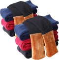 Girls Stretch Velvet Fleece Lined Leggings - Warm Cable Knit Comfort