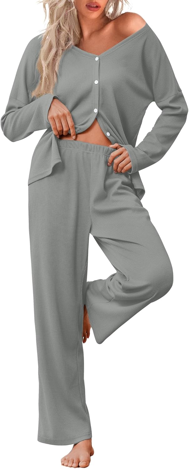 Ekouaer Womens Waffle Knit Pajamas Set for Ultimate Comfort