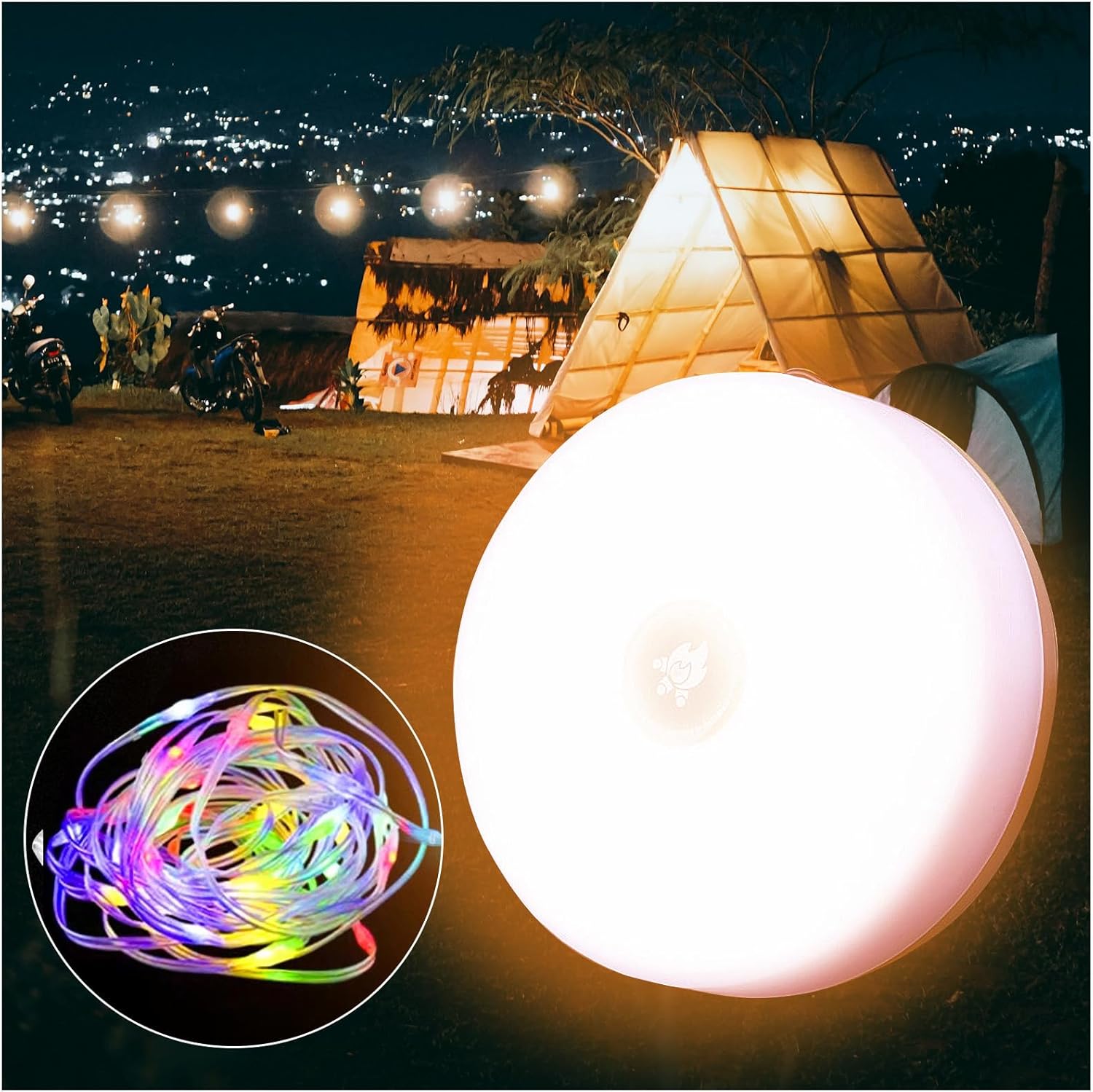 Enhance Camping: Solar String Lights, 5 Modes, Rechargeable