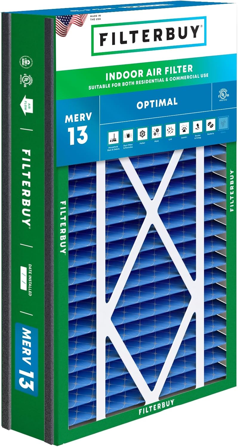 Filterbuy 16x25x3 Air Filter MERV 13 for Smoke & Allergy Defense