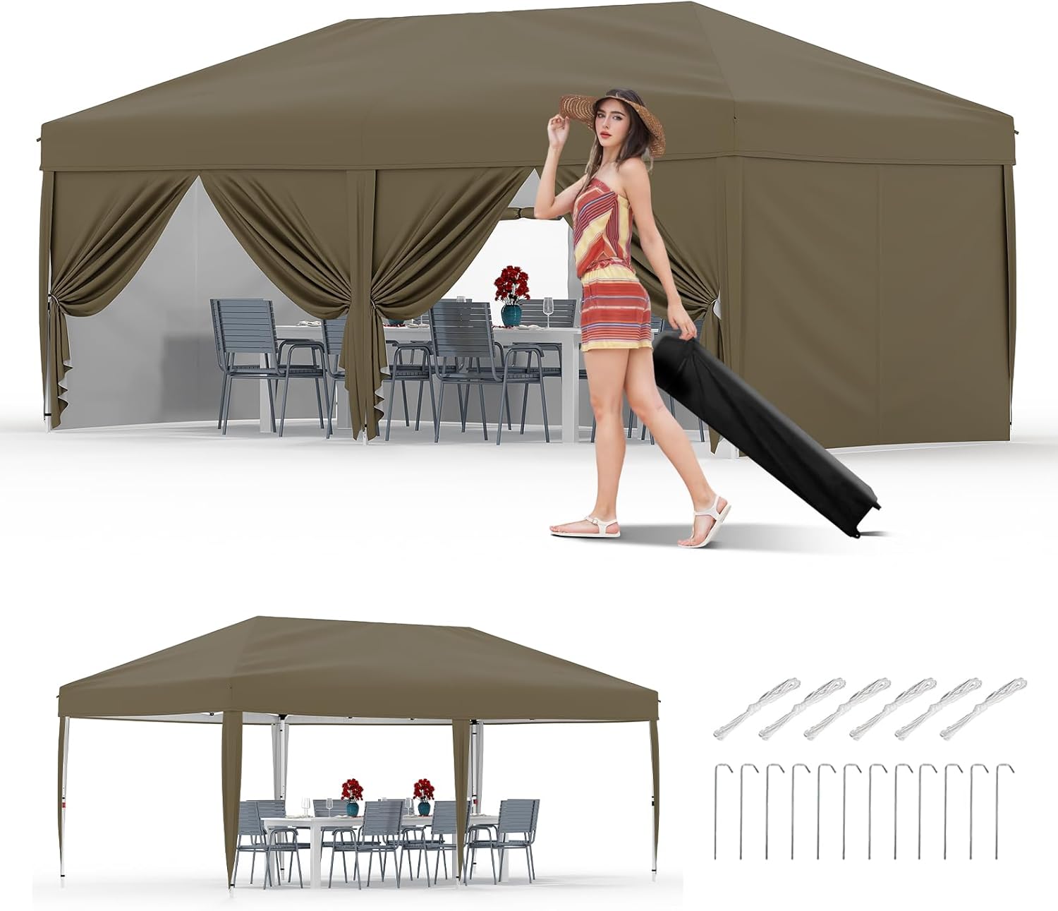 10x20 Pop Up Canopy with 6 Sidewalls for Outdoor Events