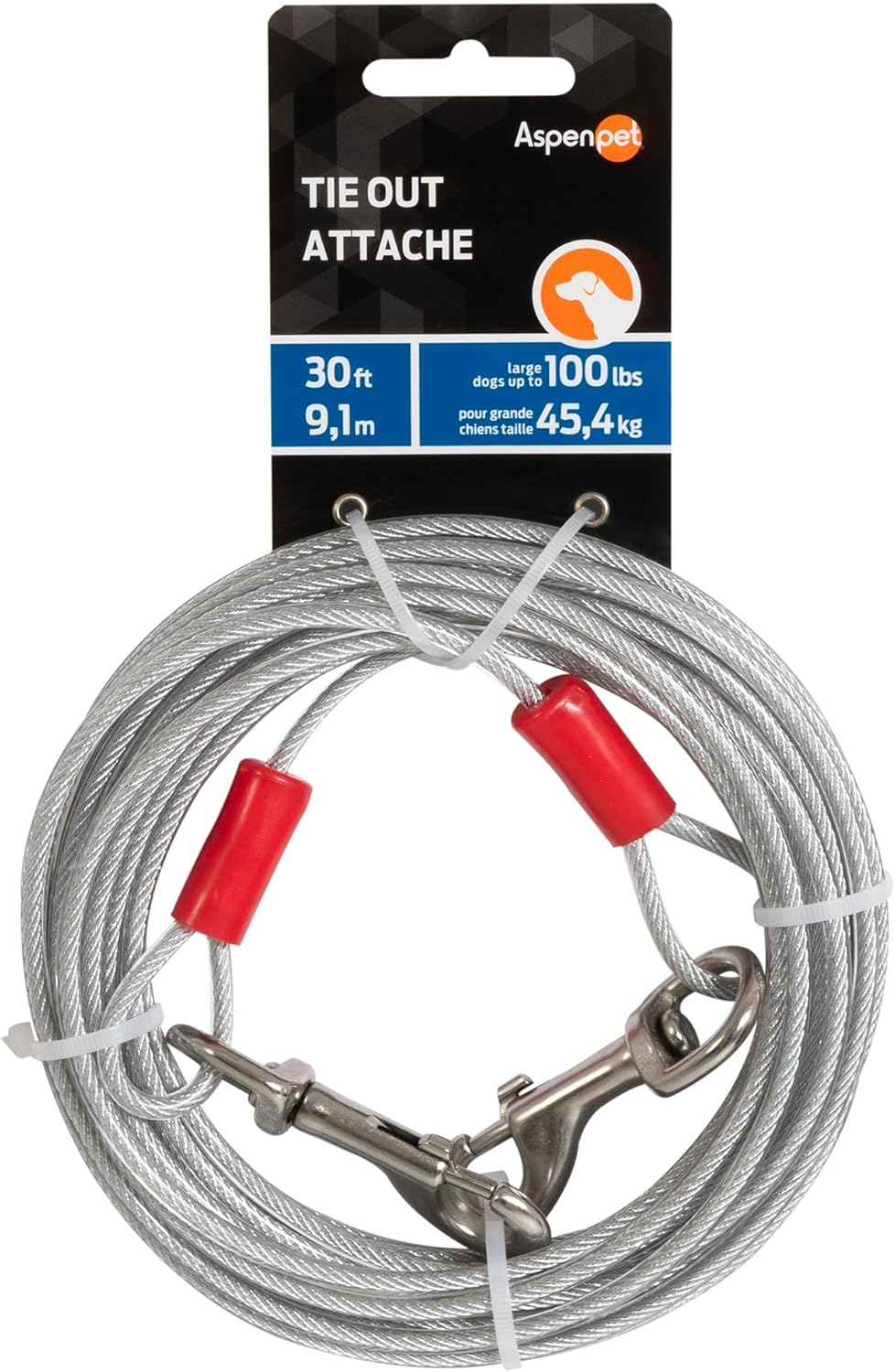 Petmate Aspen 1700lbs Dog Tie Out - 30ft Strong Cable