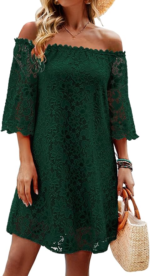 Supnier Womens Summer Dresses Off The Shoulder Crochet Lace Style