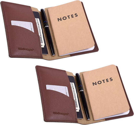 2 Pack PU Leather Journal Covers for 3.5x5.5 Notebooks - Brown