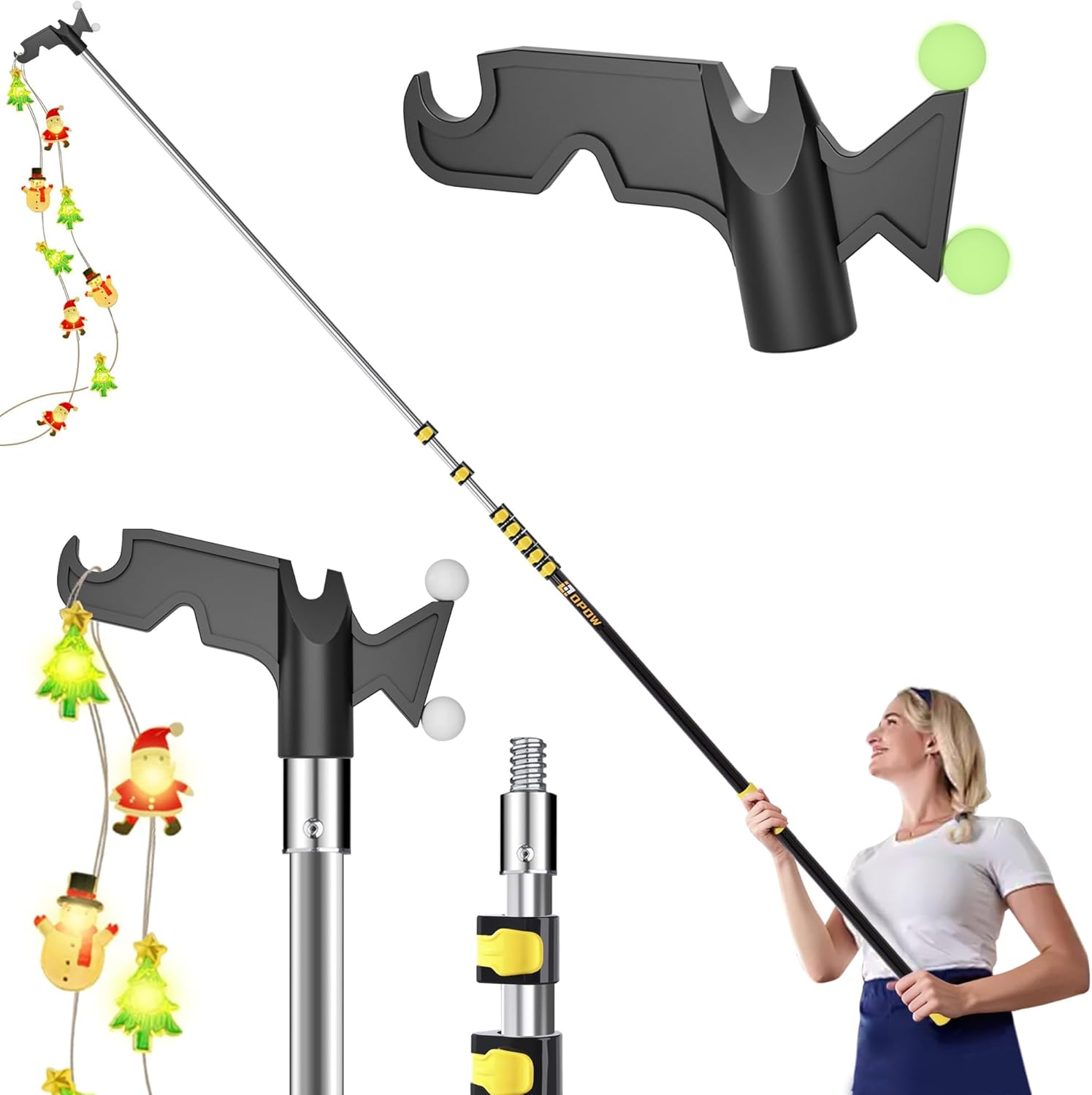 7-30 FT Christmas Light Telescopic Hanger Pole for Easy Use