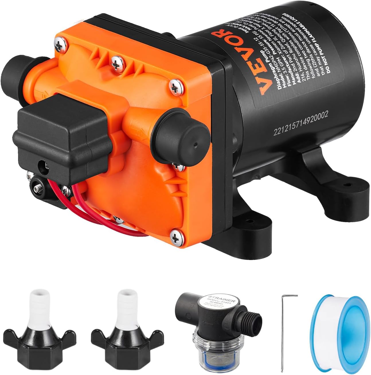 VEVOR 12V Water Diaphragm Pump with Adjustable Pressure for RVs