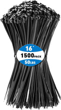 Zip Ties 16 in Heavy Duty Cable Ties 1500pcs - 50lb UV Resistant