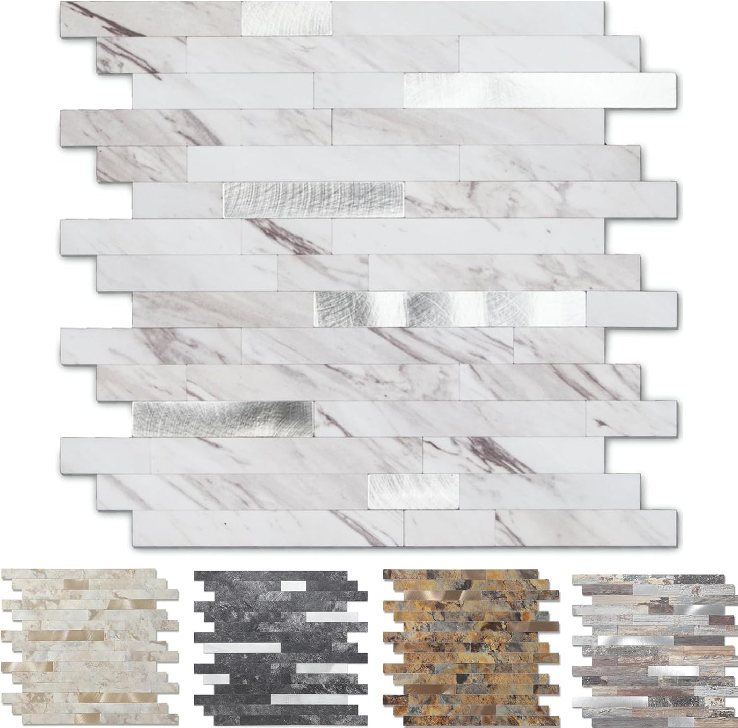 Yipscazo Peel and Stick Stone Metal Tile Backsplash for Kitchen